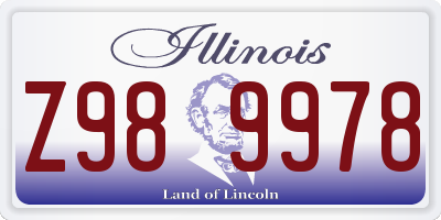 IL license plate Z989978