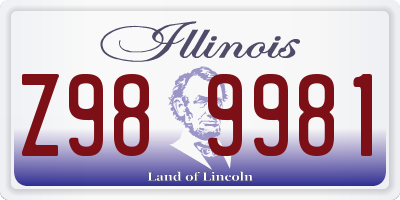 IL license plate Z989981