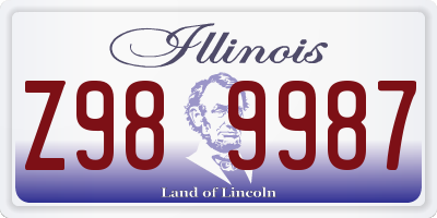 IL license plate Z989987