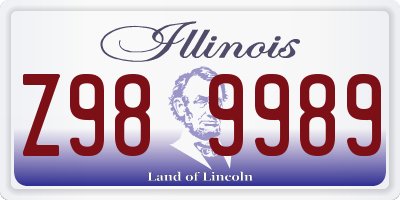 IL license plate Z989989