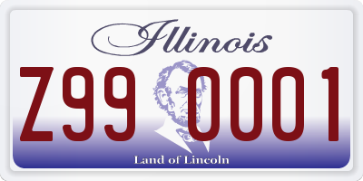 IL license plate Z990001