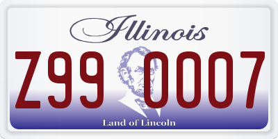 IL license plate Z990007