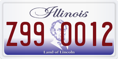 IL license plate Z990012