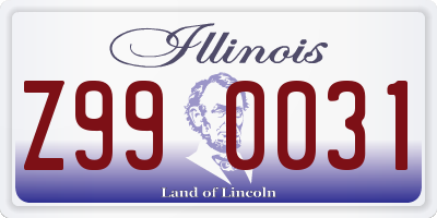 IL license plate Z990031