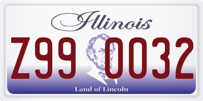 IL license plate Z990032