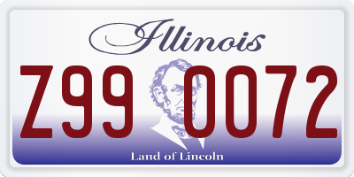 IL license plate Z990072