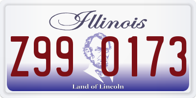 IL license plate Z990173