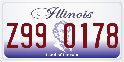 IL license plate Z990178