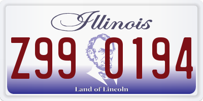 IL license plate Z990194