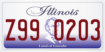 IL license plate Z990203