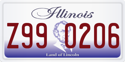 IL license plate Z990206