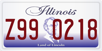 IL license plate Z990218