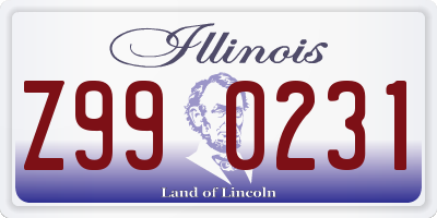 IL license plate Z990231