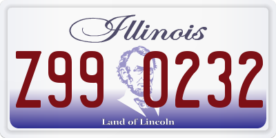 IL license plate Z990232