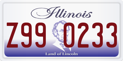 IL license plate Z990233