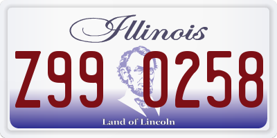 IL license plate Z990258