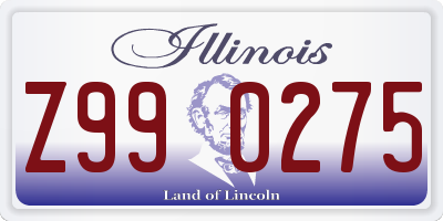 IL license plate Z990275