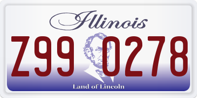 IL license plate Z990278