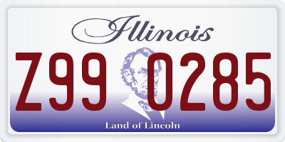 IL license plate Z990285