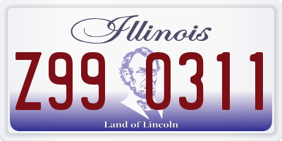 IL license plate Z990311