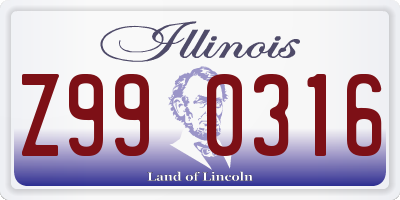 IL license plate Z990316