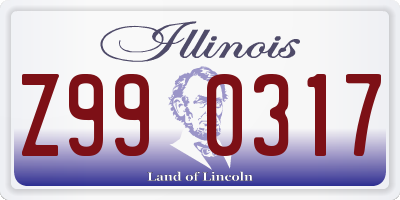 IL license plate Z990317