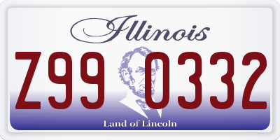 IL license plate Z990332