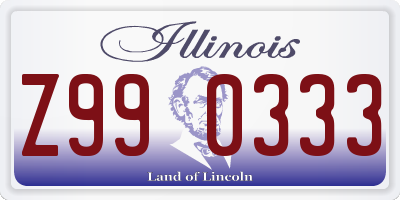 IL license plate Z990333