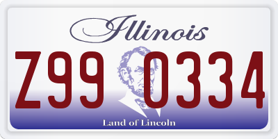 IL license plate Z990334