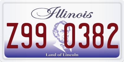 IL license plate Z990382