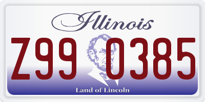 IL license plate Z990385