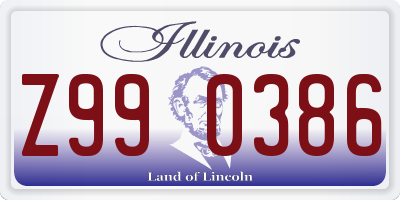 IL license plate Z990386