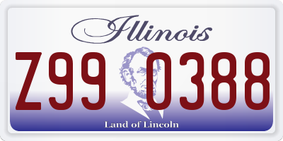 IL license plate Z990388