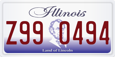 IL license plate Z990494