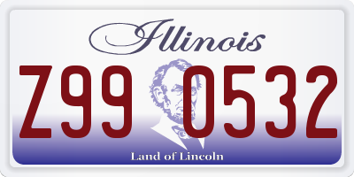 IL license plate Z990532