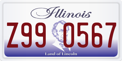 IL license plate Z990567