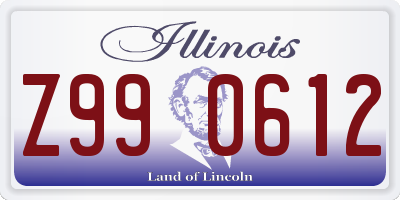 IL license plate Z990612