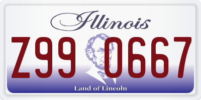 IL license plate Z990667