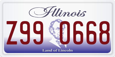 IL license plate Z990668