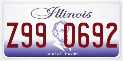 IL license plate Z990692