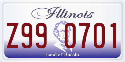 IL license plate Z990701