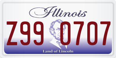 IL license plate Z990707