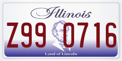 IL license plate Z990716