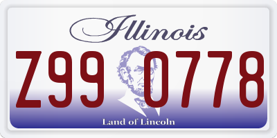 IL license plate Z990778