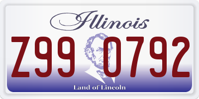 IL license plate Z990792