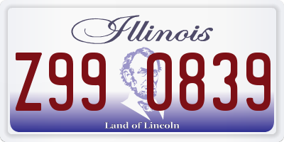 IL license plate Z990839