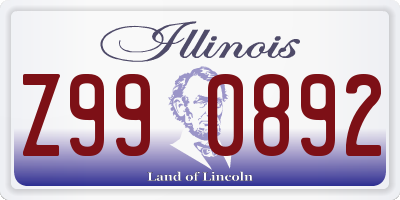 IL license plate Z990892