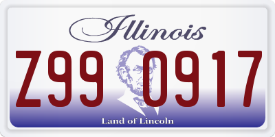 IL license plate Z990917