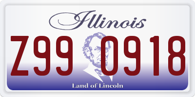 IL license plate Z990918