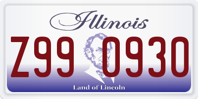 IL license plate Z990930